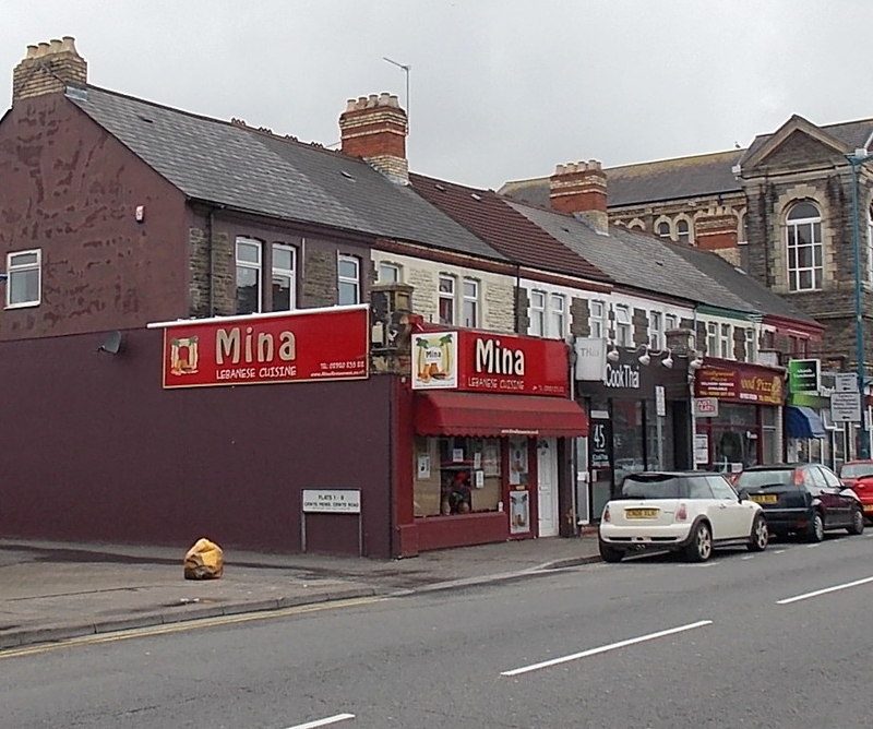 the frontage of Mina Lebanese restaurant on Crwys Road, Cathays