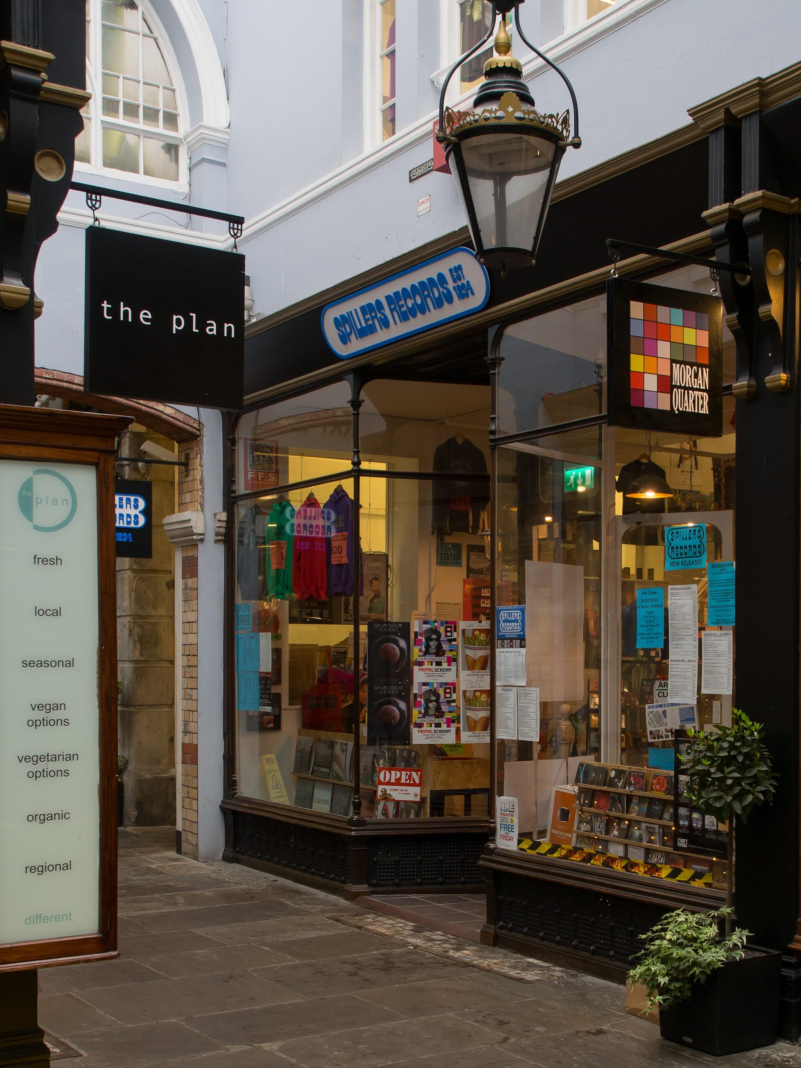 The shopfront of Spillers Records inside Morgan Arcade, Cardiff
