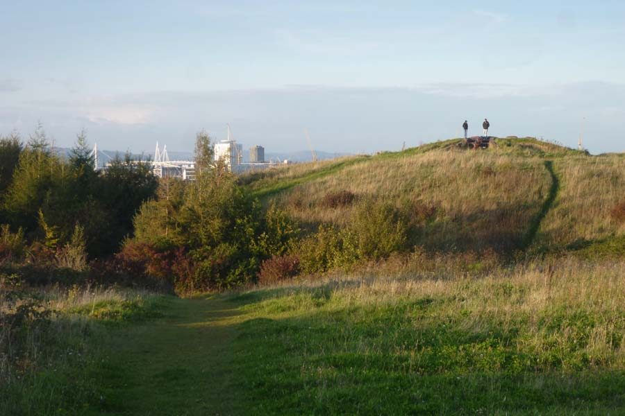Grangemoor Park, the reclaimed grassy hill with panoramic city views in Grangetown, Cardiff