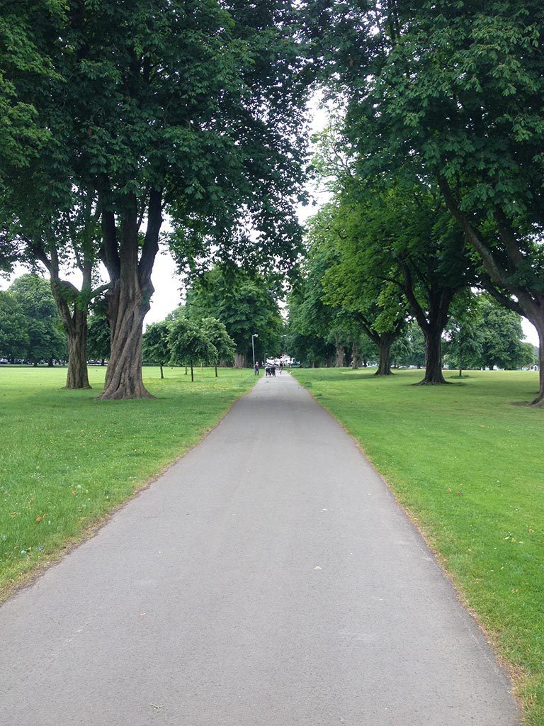 Llandaff Fields parkland with its tennis courts and playground